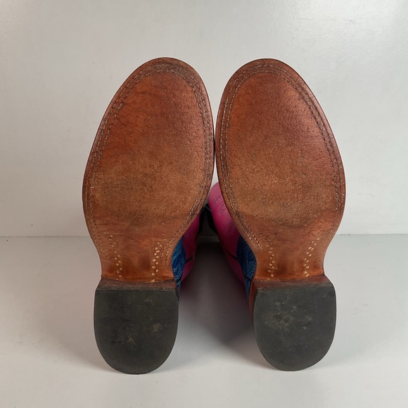 Olathe Tooled Cowgirl Roper Boots 7 B Barbie Pink Upper - Picture 12 of 14